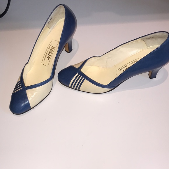 Vintage Bally blue & white pumps size EU 35 - Picture 2 of 12